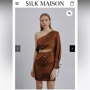 Silk Maison one shoulder cut out short silk dress